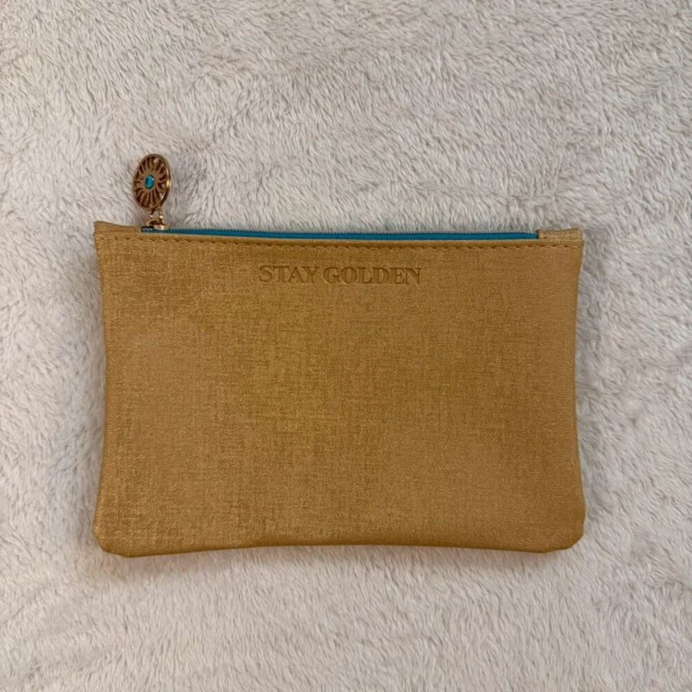 “stay golden” mini makeup cosmetics bag